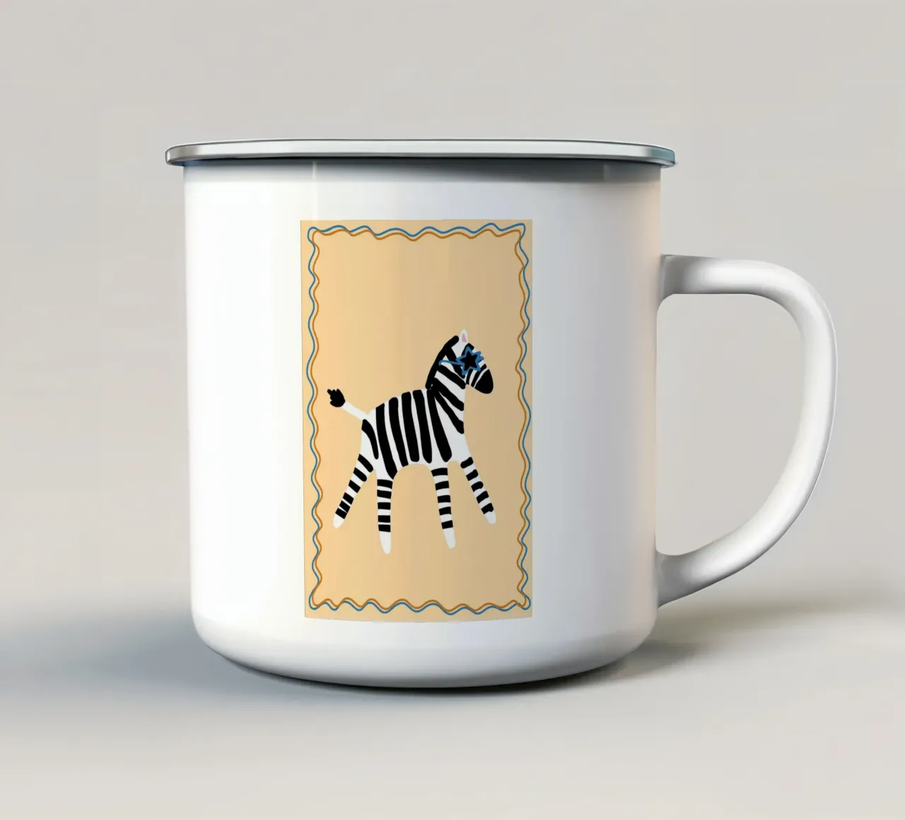 Zebra cool con occhiali a stella - Arte moderna per bambini tazza in smalto da vintagepod