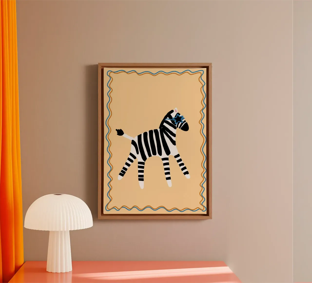 Zebra cool con occhiali a stella - Arte moderna per bambini tela con Cornice a cassetta da vintagepod