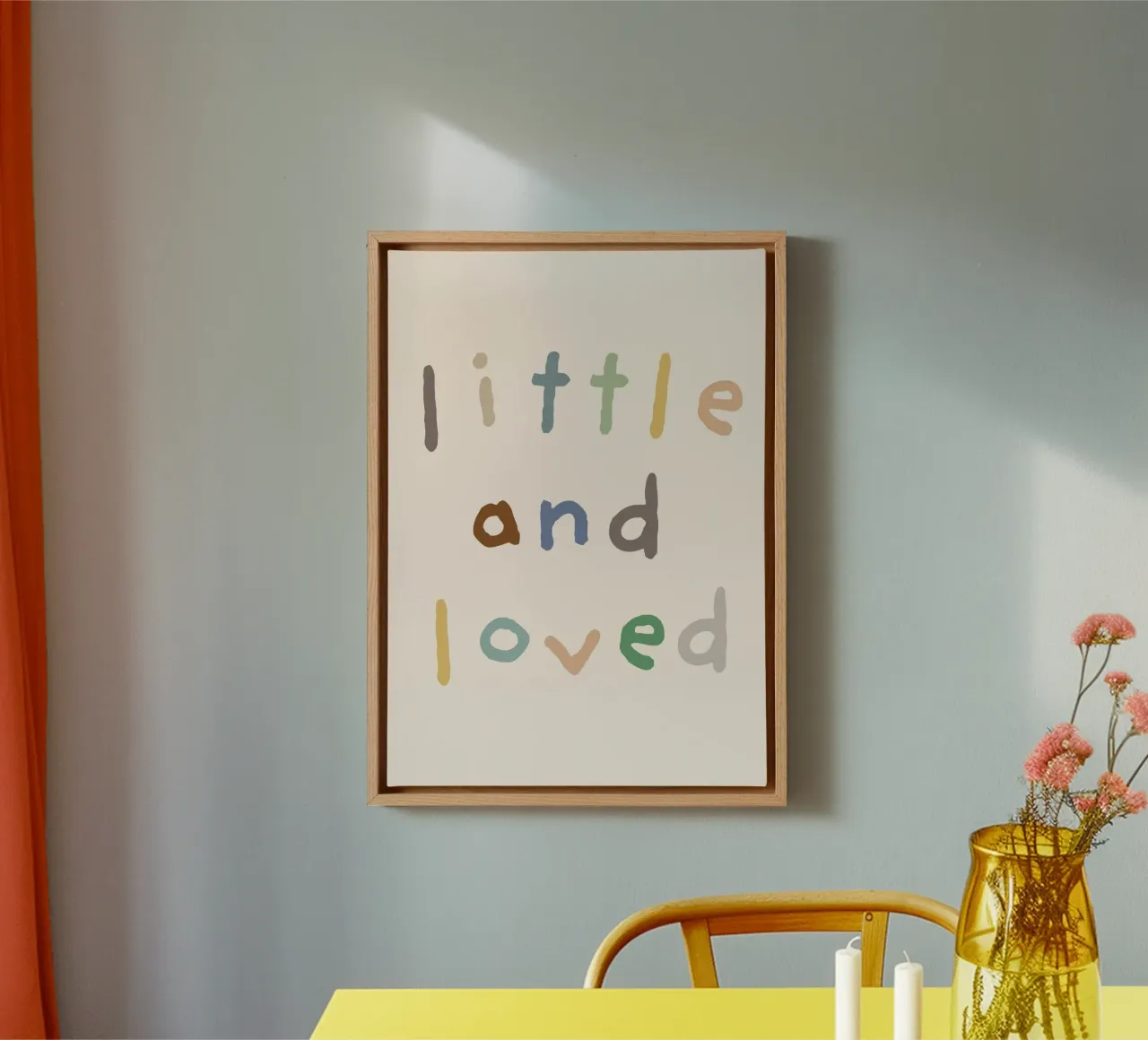 "Little and Loved" Quote Print - Boho Nursery Art canvas with Floater frame by vintagepod
