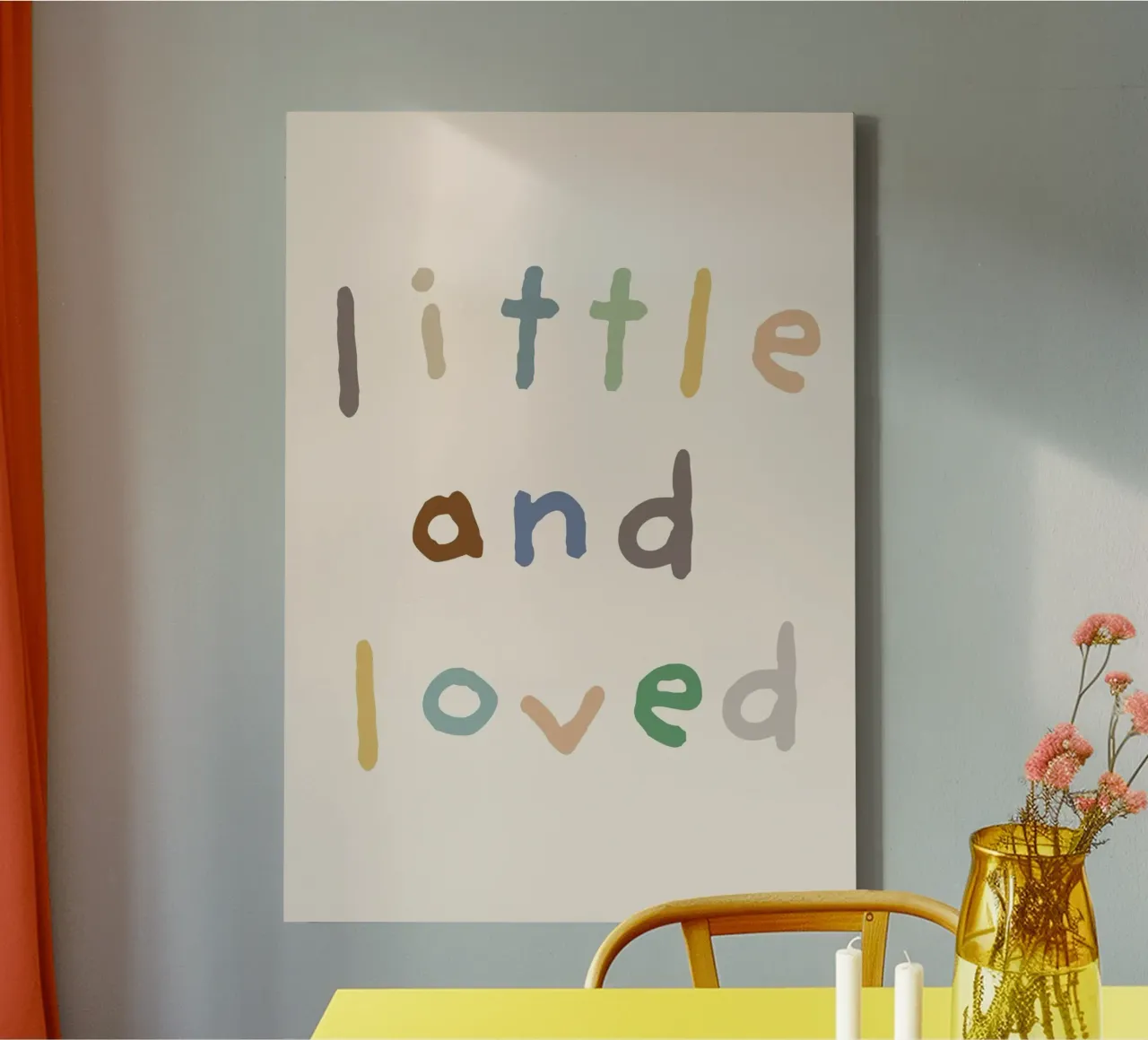 "Little and Loved" Quote Print - Boho Nursery Art canvas with Floater frame by vintagepod