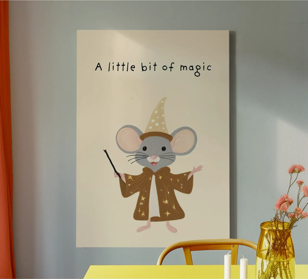 Cute Wizard Mouse Art Print - Magical Nursery Decor canvas with Floater frame by vintagepod