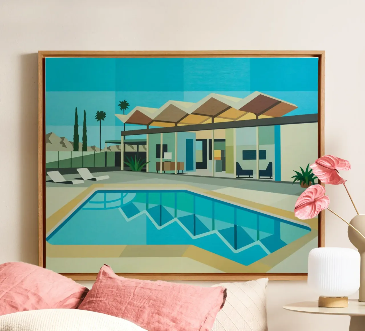 Modern House With Swimming Pool tela con Cornice a cassetta da Leonard Barreiro