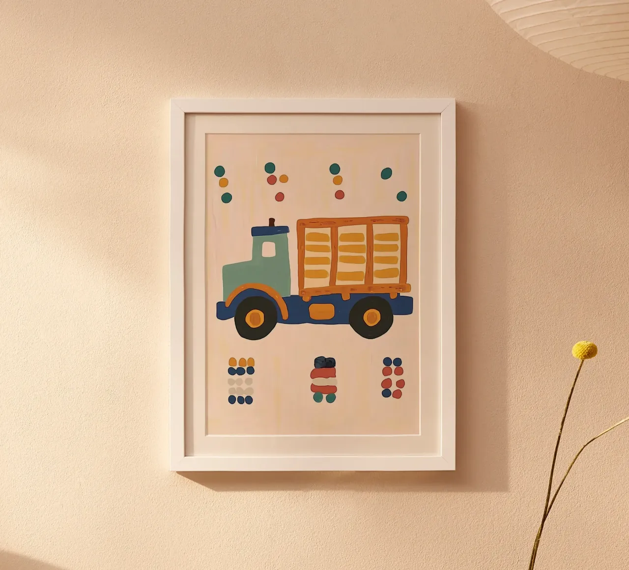 Camion giocattolo carino a pois - Decorazione per la camera dei bambini poster da vintagepod