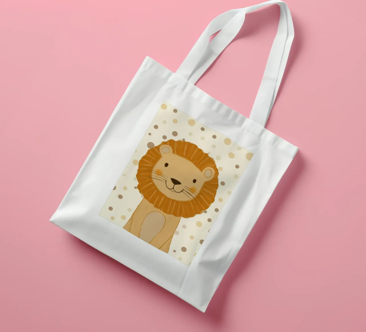 Simpatica testa di leone a pois - Vivaio Safari borsa in juta da vintagepod