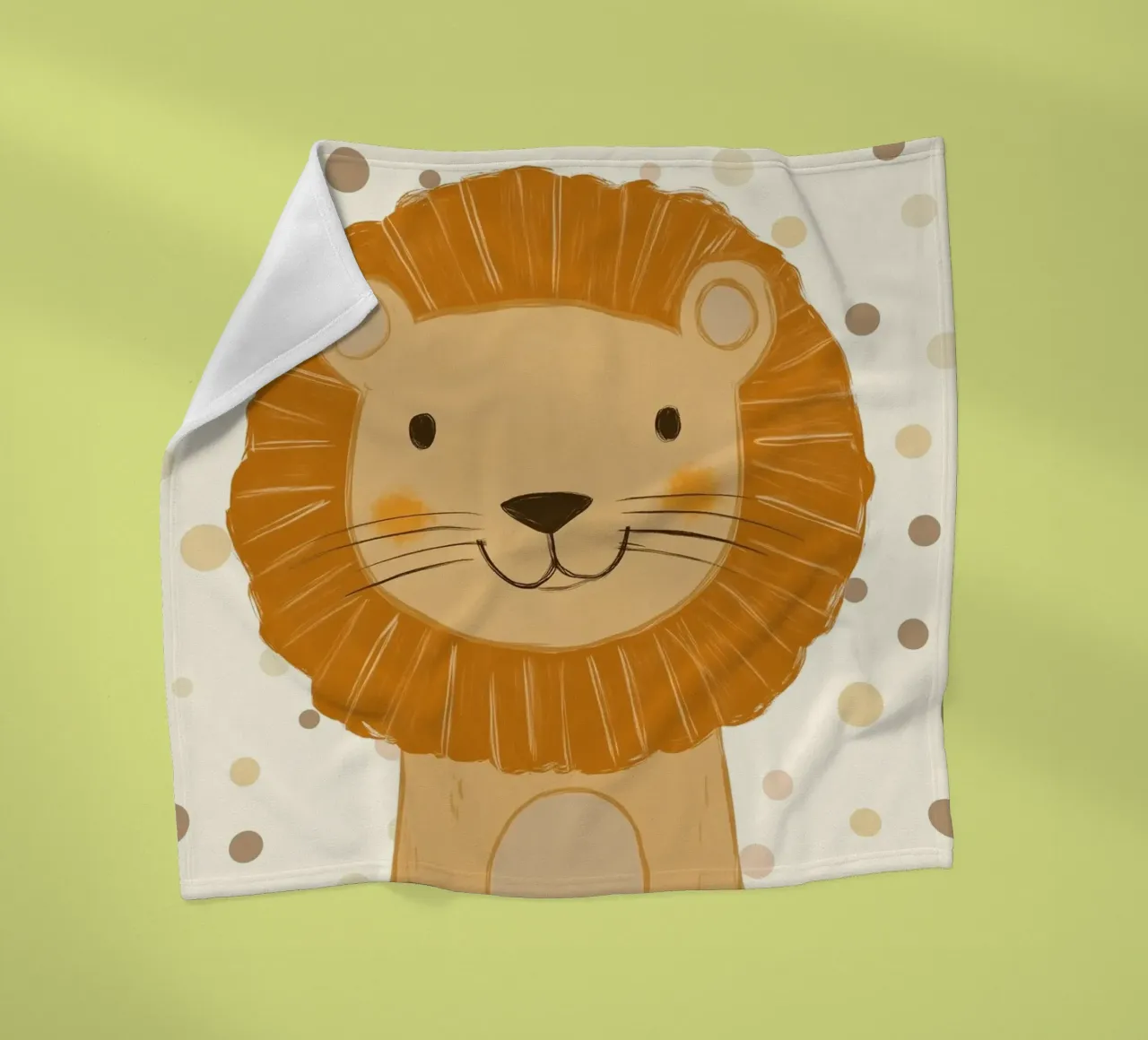 Simpatica testa di leone a pois - Vivaio Safari coperta in pile da vintagepod