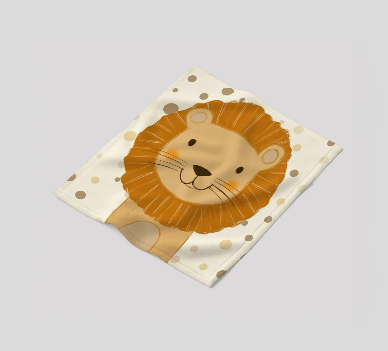 Simpatica testa di leone a pois - Vivaio Safari coperta in pile da vintagepod