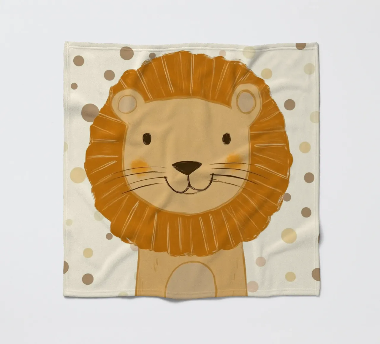 Simpatica testa di leone a pois - Vivaio Safari coperta in pile da vintagepod