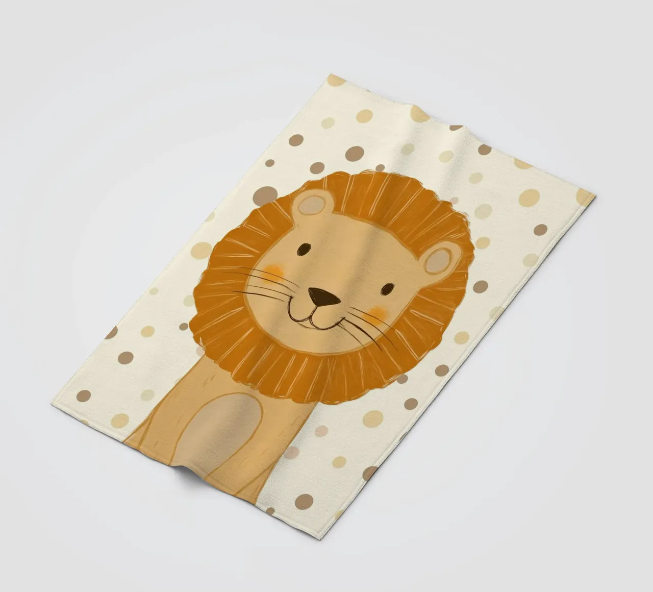 Simpatica testa di leone a pois - Vivaio Safari coperta in pile da vintagepod