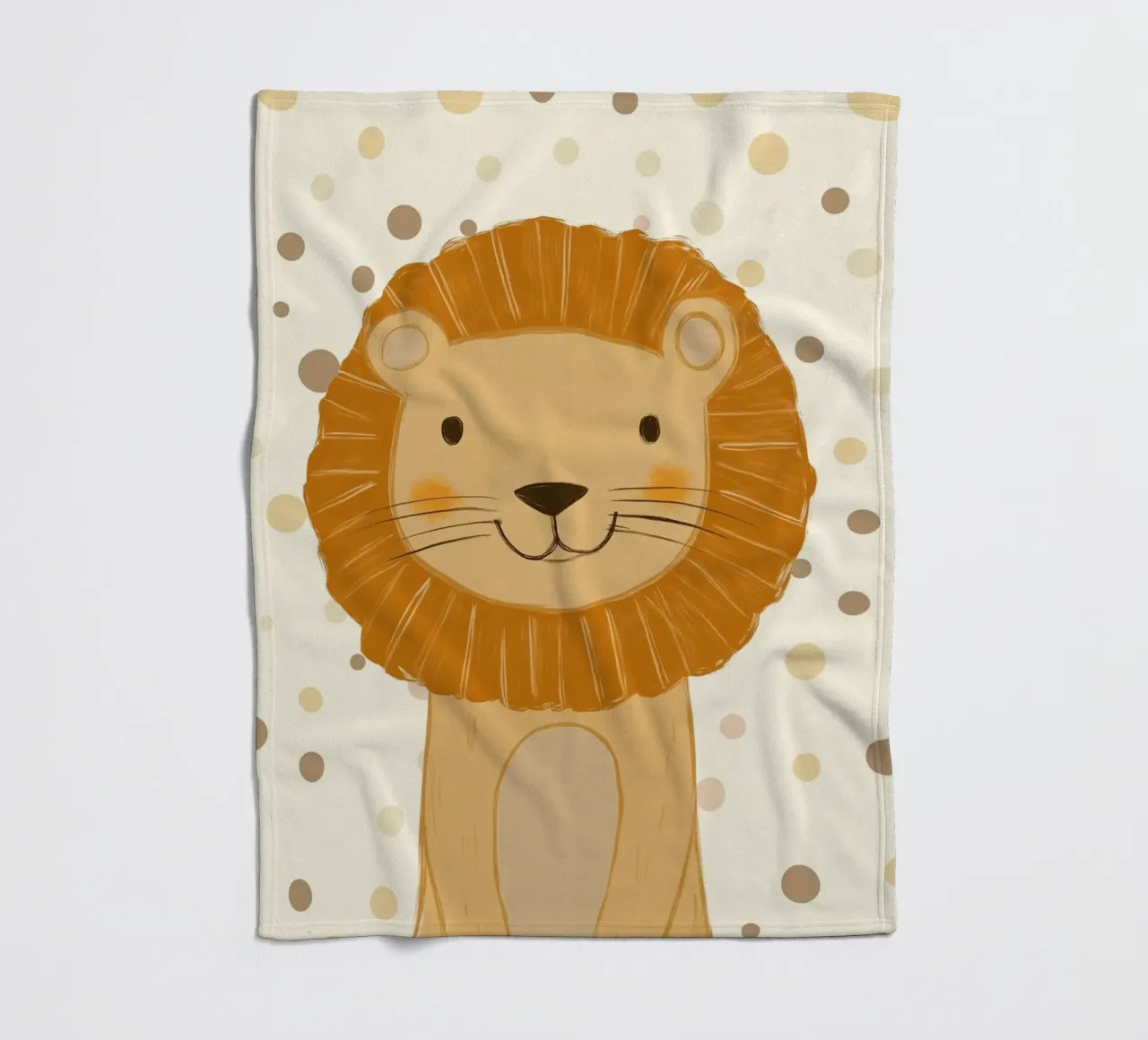 Simpatica testa di leone a pois - Vivaio Safari coperta in pile da vintagepod