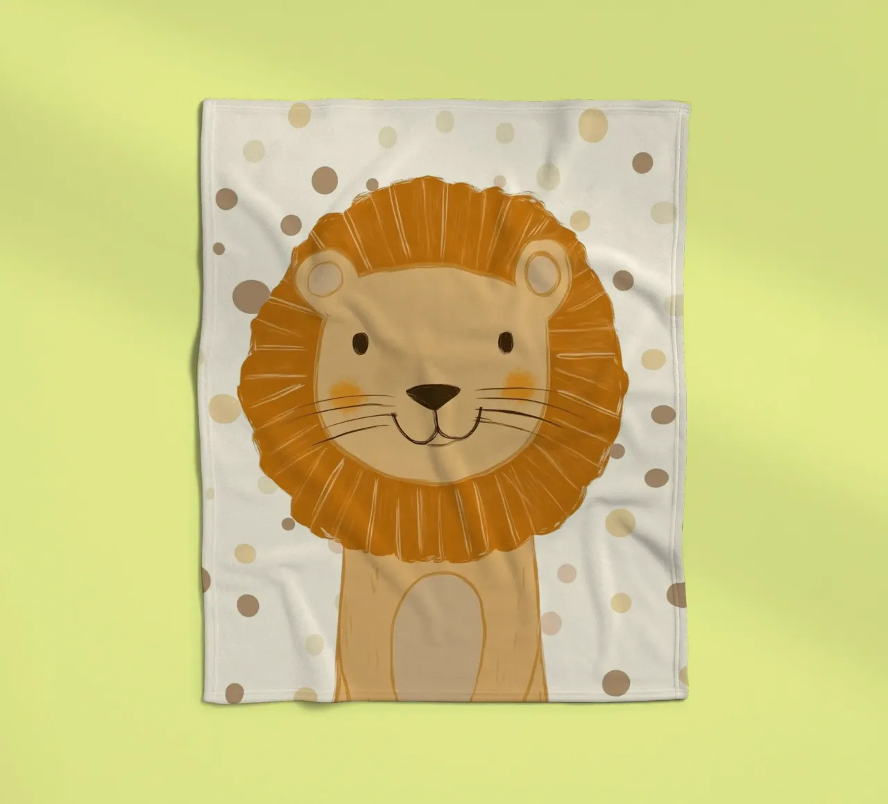 Simpatica testa di leone a pois - Vivaio Safari coperta in pile da vintagepod