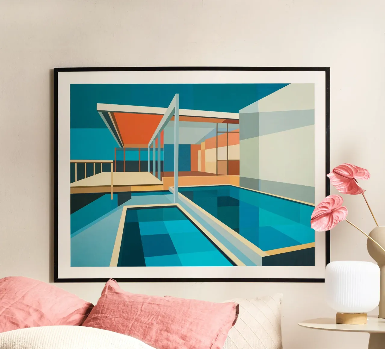 Minimalist House poster con telaio in legno da Leonard Barreiro