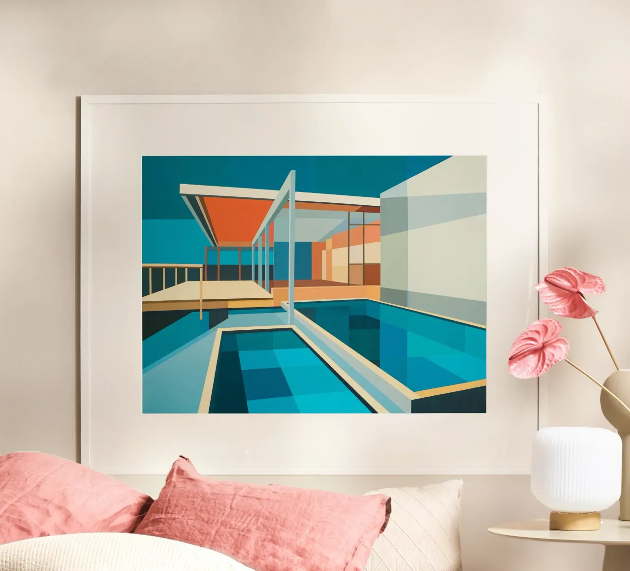 Minimalist House poster con telaio in legno da Leonard Barreiro