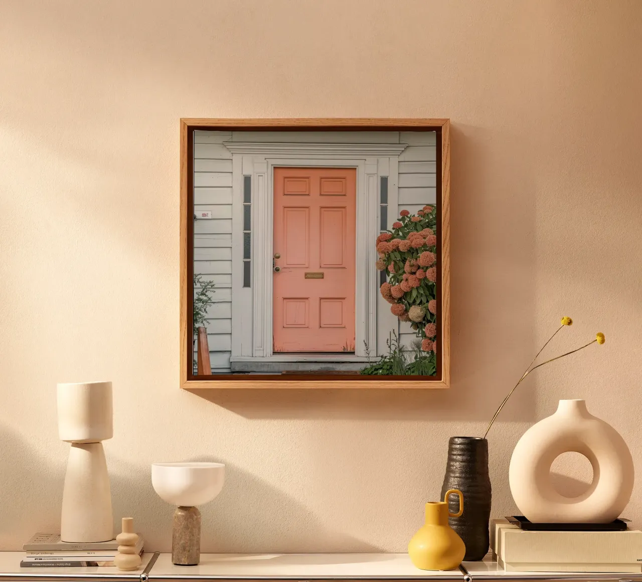 Peach Reverie canvas with Floater frame by StillVibe Home