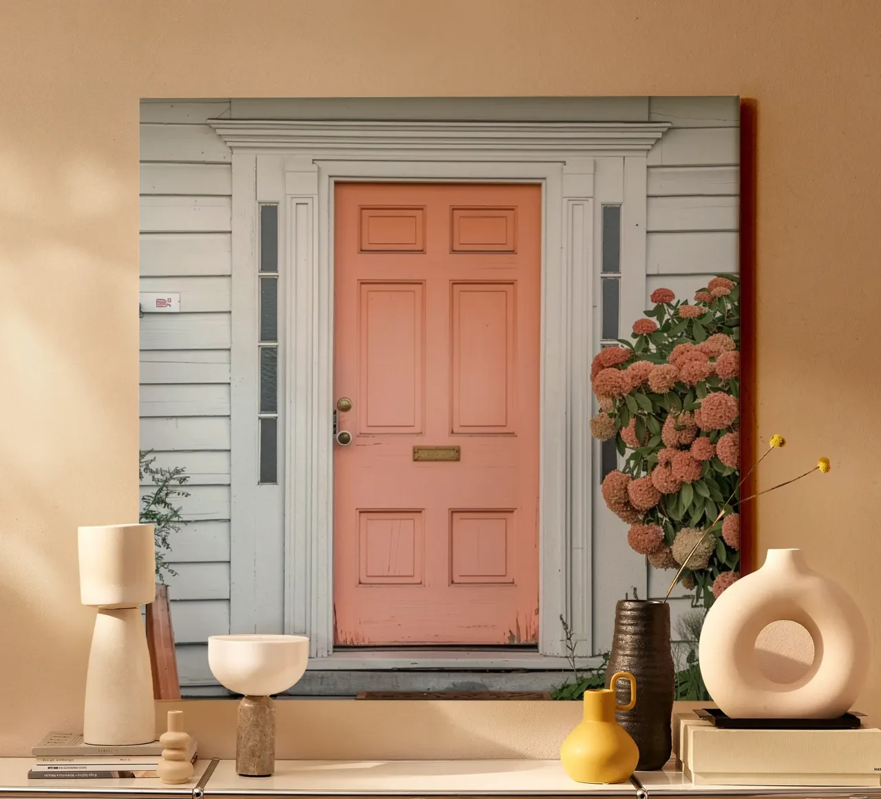 Peach Reverie canvas with Floater frame by StillVibe Home