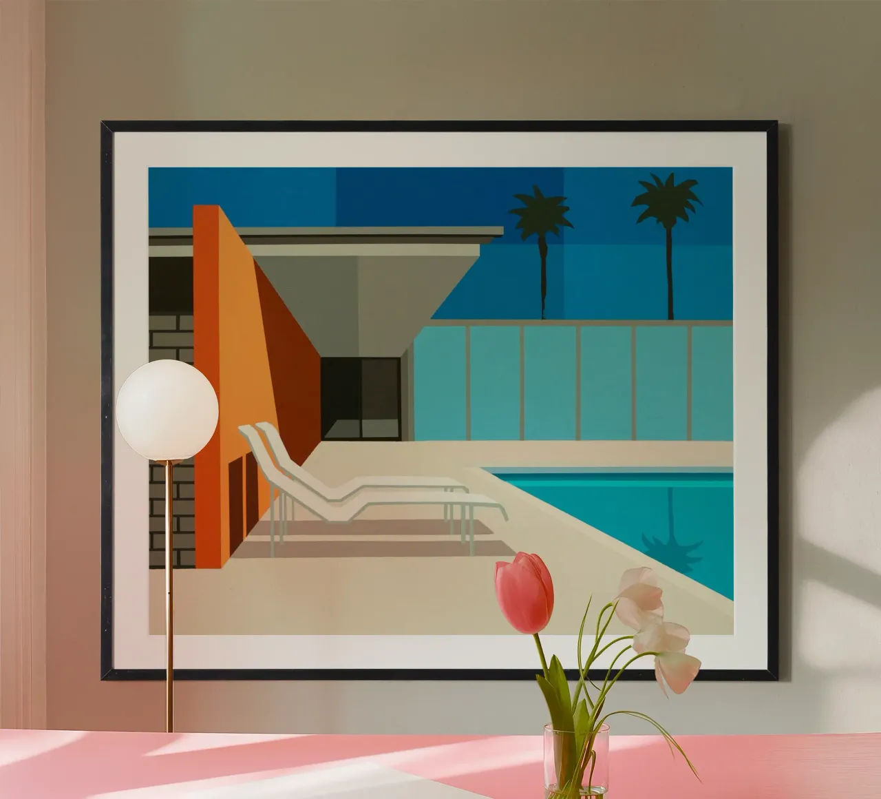 California Pool poster con telaio in plastica da Leonard Barreiro