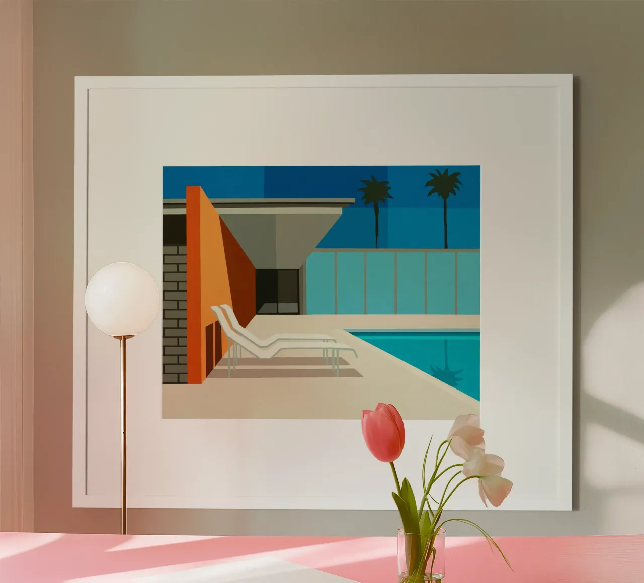 California Pool poster con telaio in plastica da Leonard Barreiro