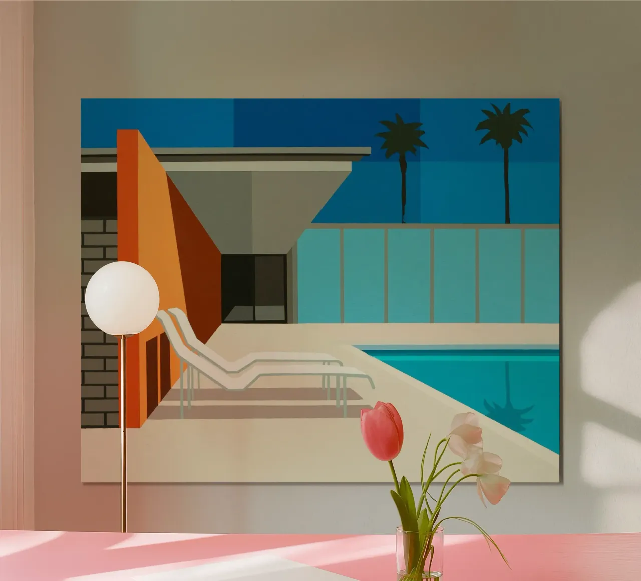 California Pool poster con telaio in plastica da Leonard Barreiro