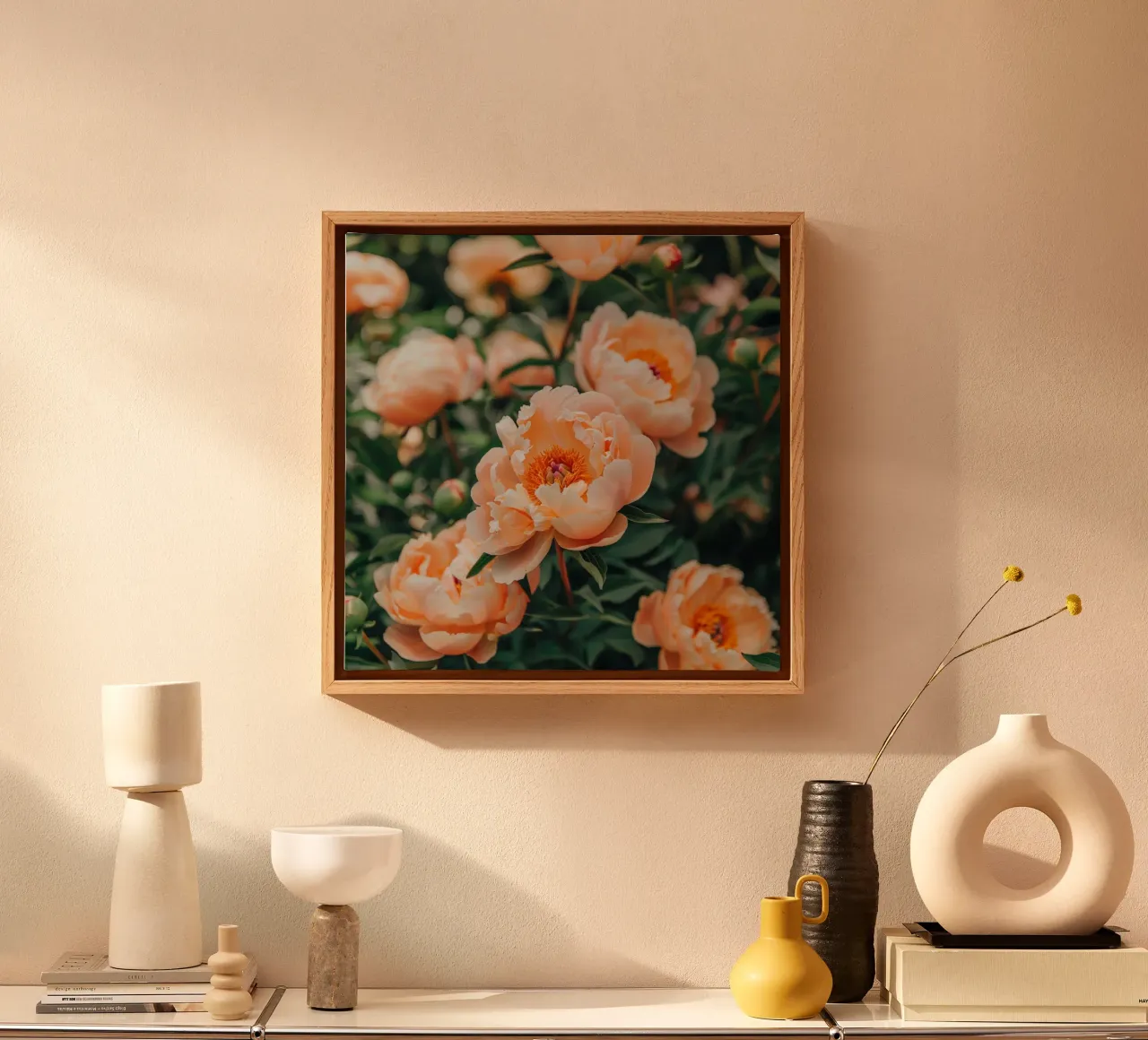 Peach Reverie canvas with Floater frame by StillVibe Home