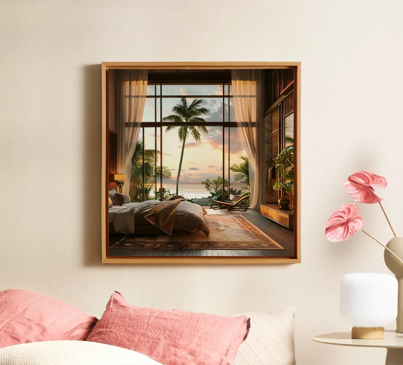 Peach Reverie canvas with Floater frame by StillVibe Home