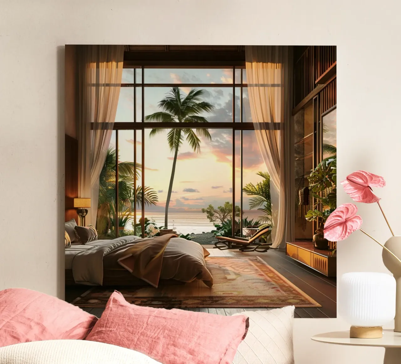 Peach Reverie canvas with Floater frame by StillVibe Home