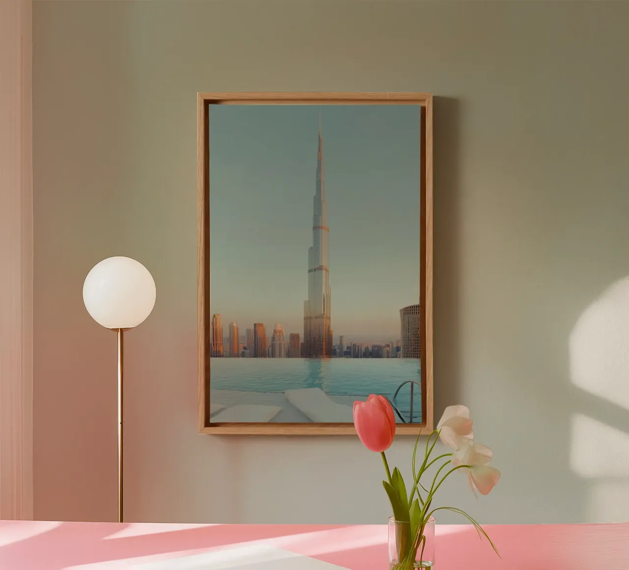 Burj Khalifa And Infinity Pool tela con Cornice a cassetta da robertmotoiart
