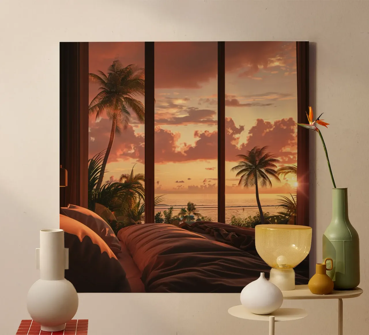 Peach Reverie canvas with Floater frame by StillVibe Home