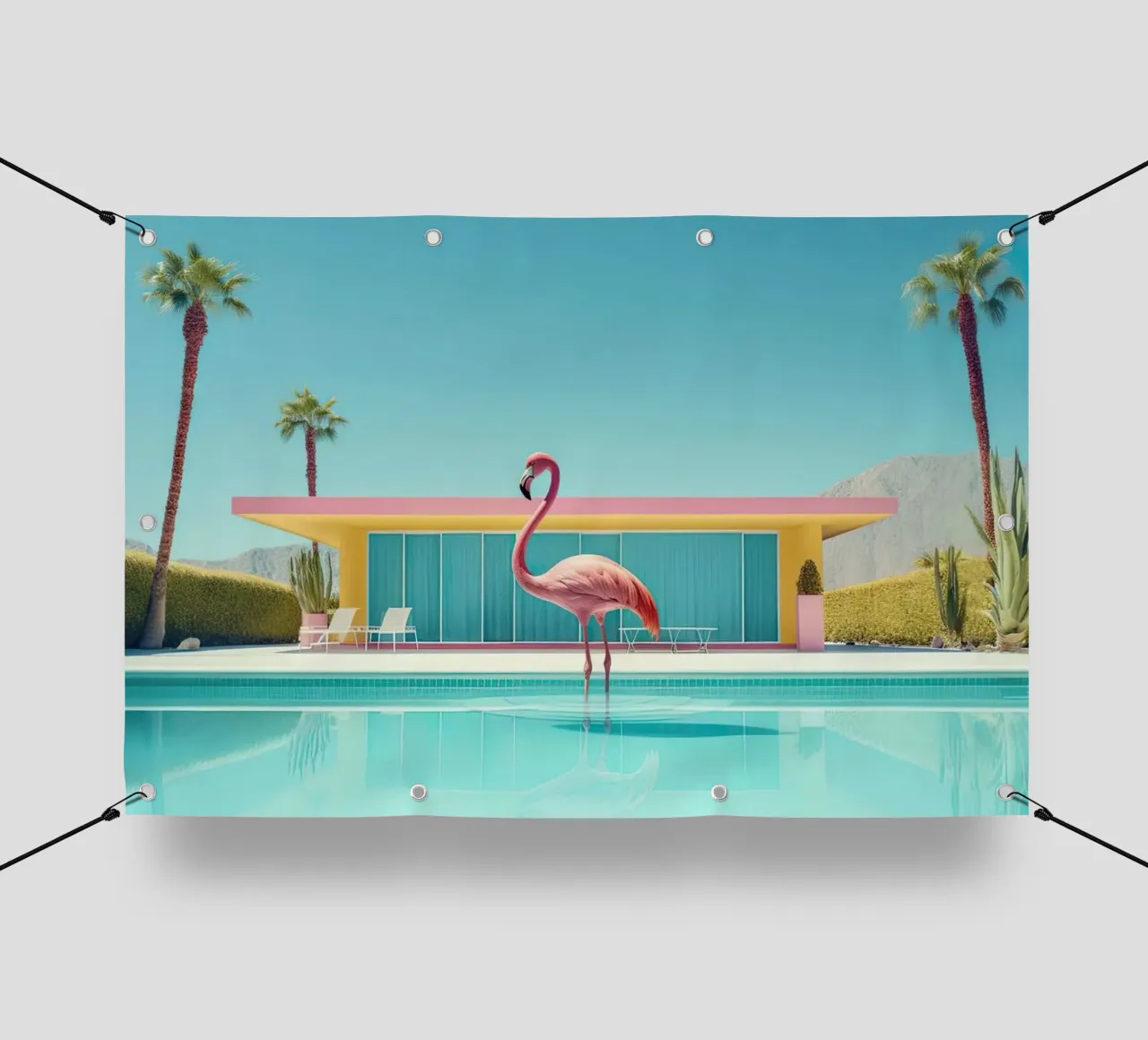 Flamingo By The Pool telo in pvc da robertmotoiart