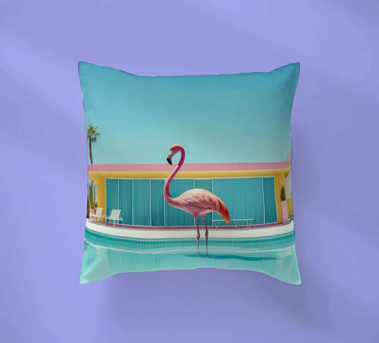 Flamingo By The Pool cuscino da robertmotoiart