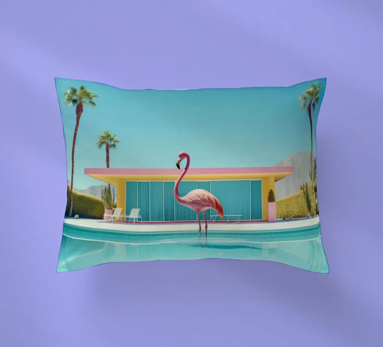 Flamingo By The Pool cuscino da robertmotoiart