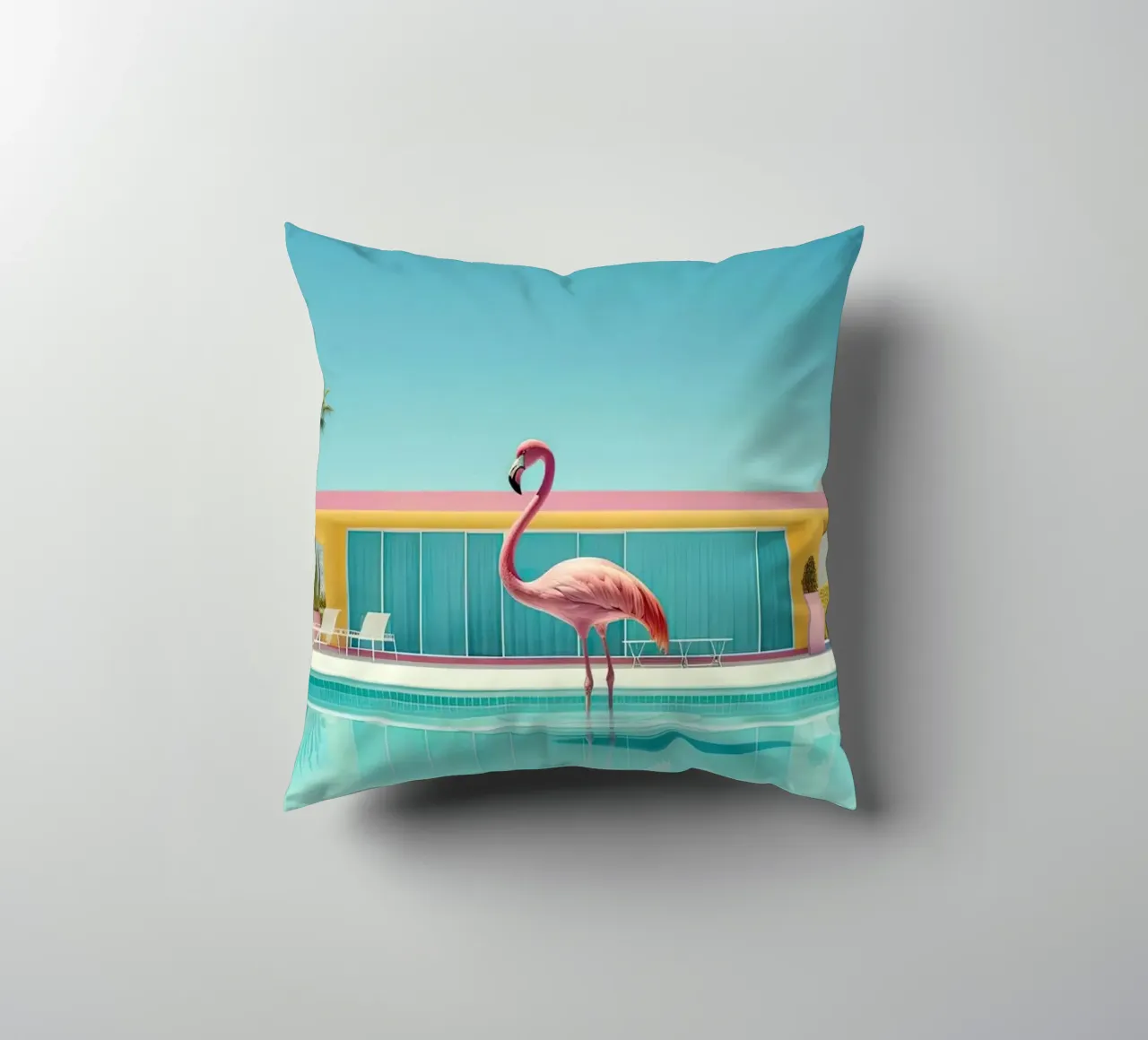 Flamingo By The Pool cuscino da robertmotoiart