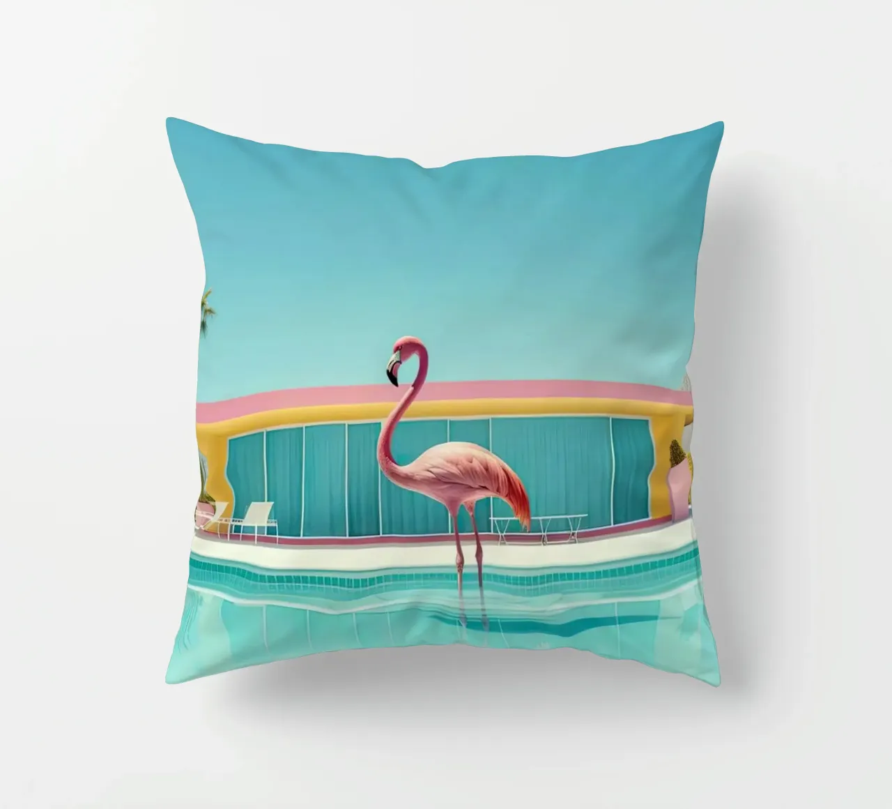 Flamingo By The Pool cuscino da robertmotoiart