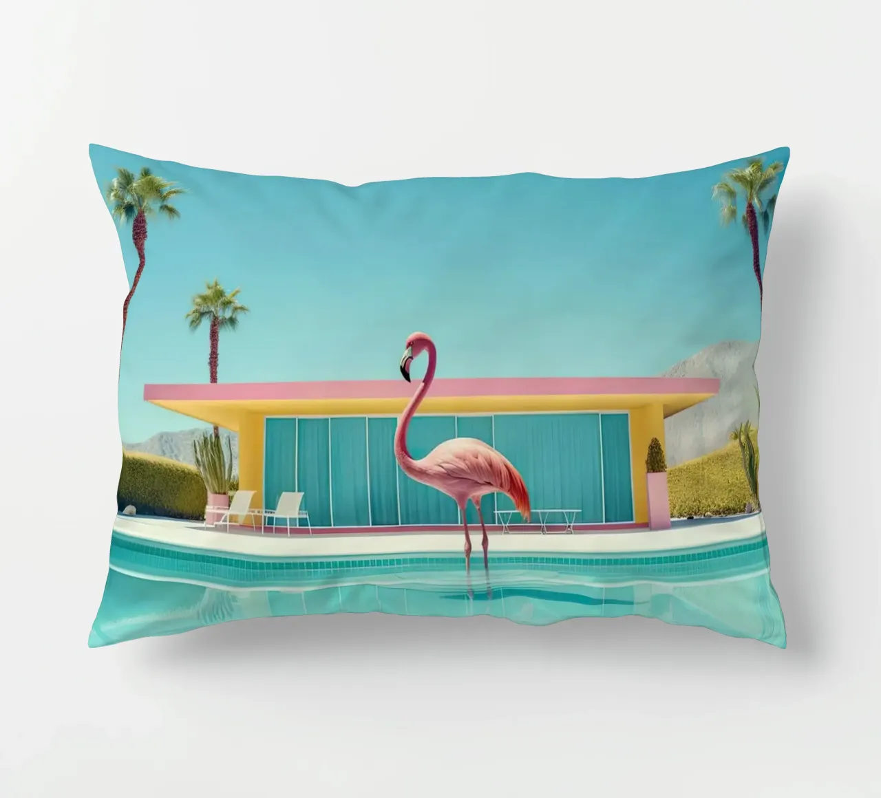 Flamingo By The Pool cuscino da robertmotoiart