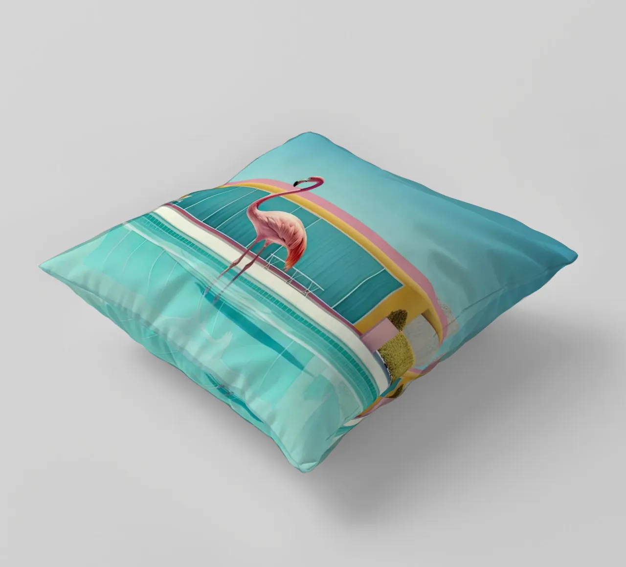 Flamingo By The Pool cuscino da robertmotoiart