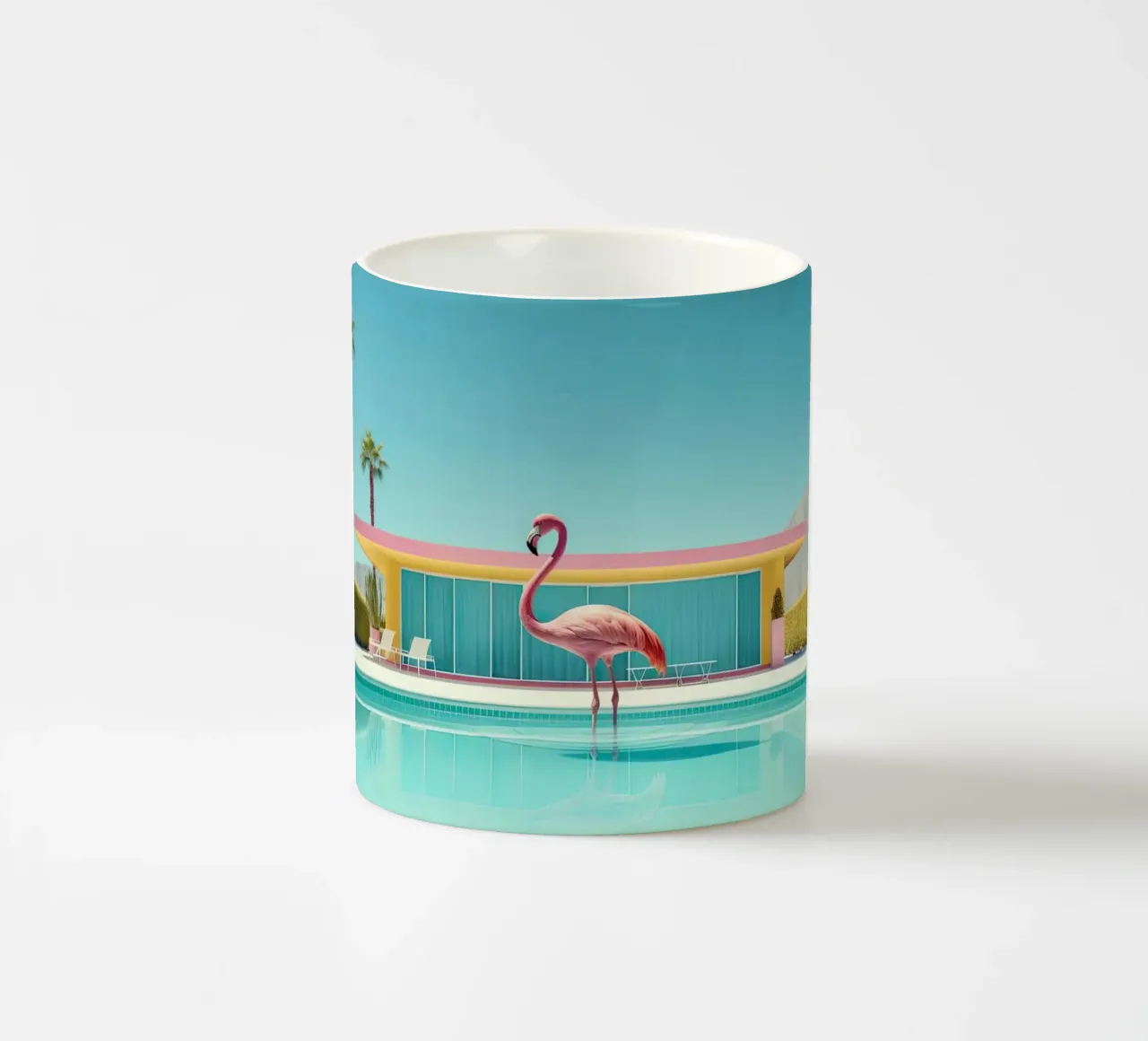 Flamingo By The Pool tazza in ceramica da robertmotoiart