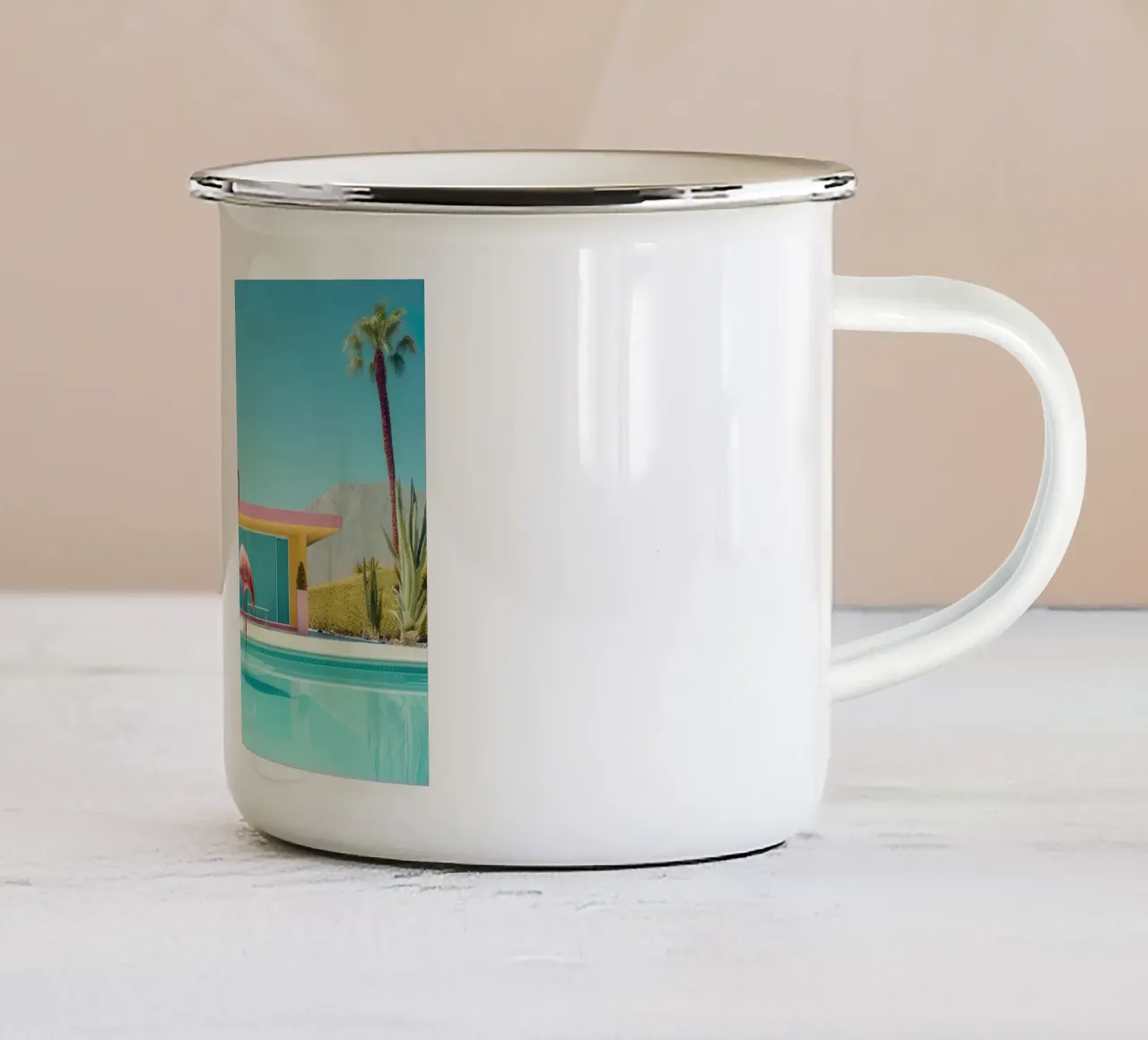 Flamingo By The Pool tazza in smalto da robertmotoiart