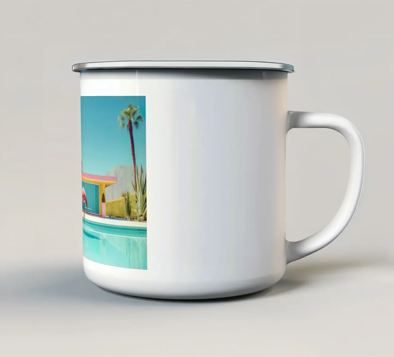 Flamingo By The Pool tazza in smalto da robertmotoiart