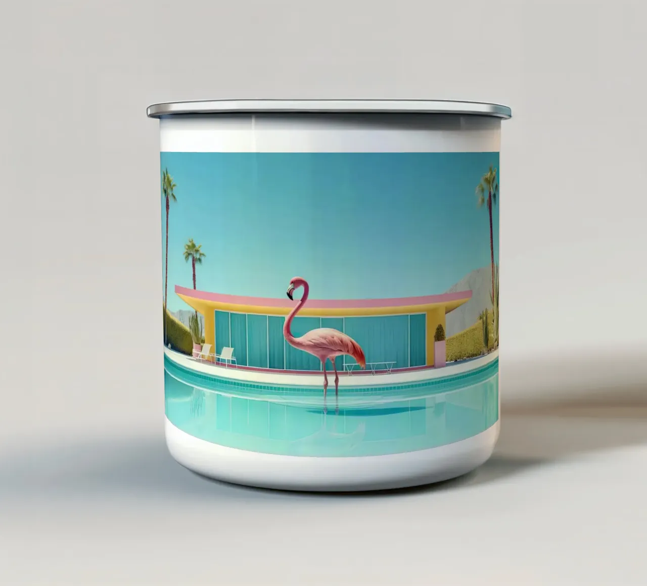 Flamingo By The Pool tazza in smalto da robertmotoiart
