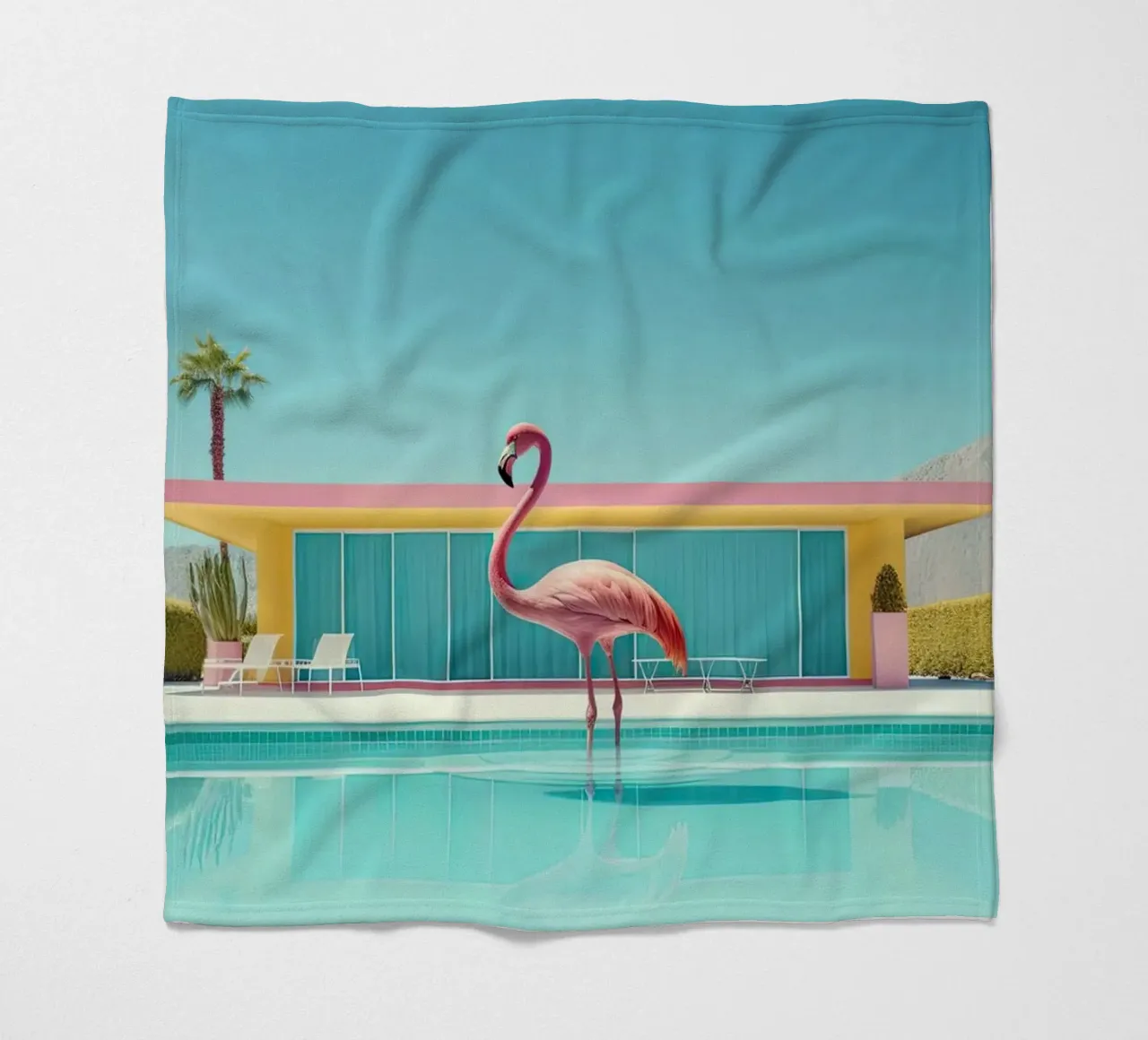 Flamingo By The Pool coperta in pile da robertmotoiart