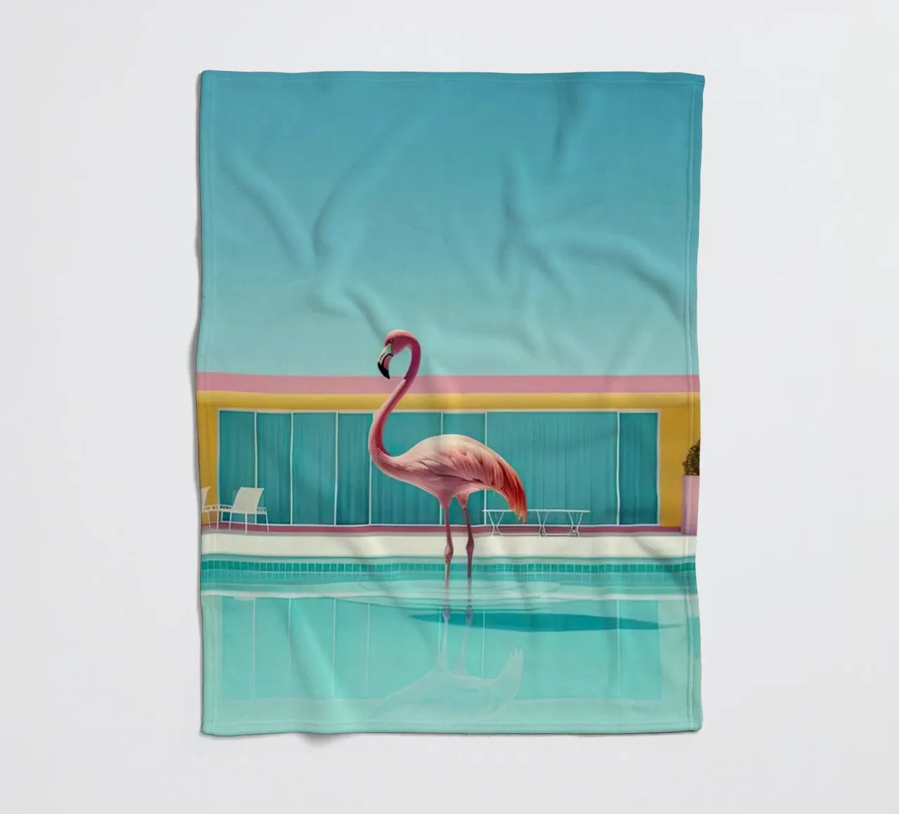 Flamingo By The Pool coperta in pile da robertmotoiart