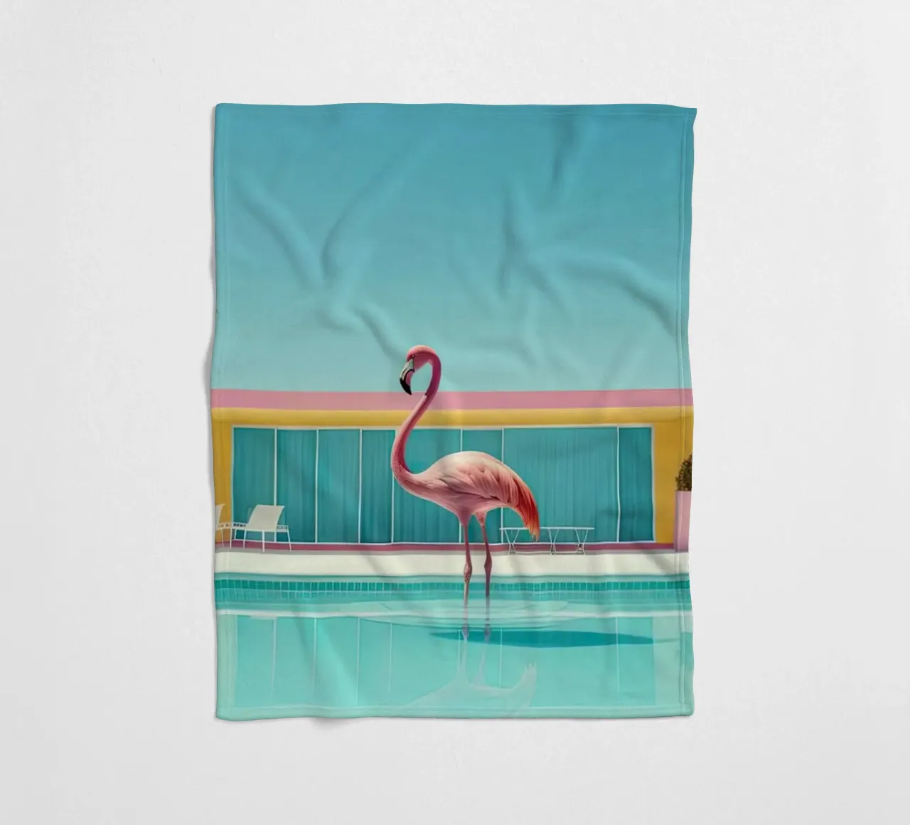 Flamingo By The Pool coperta in pile da robertmotoiart