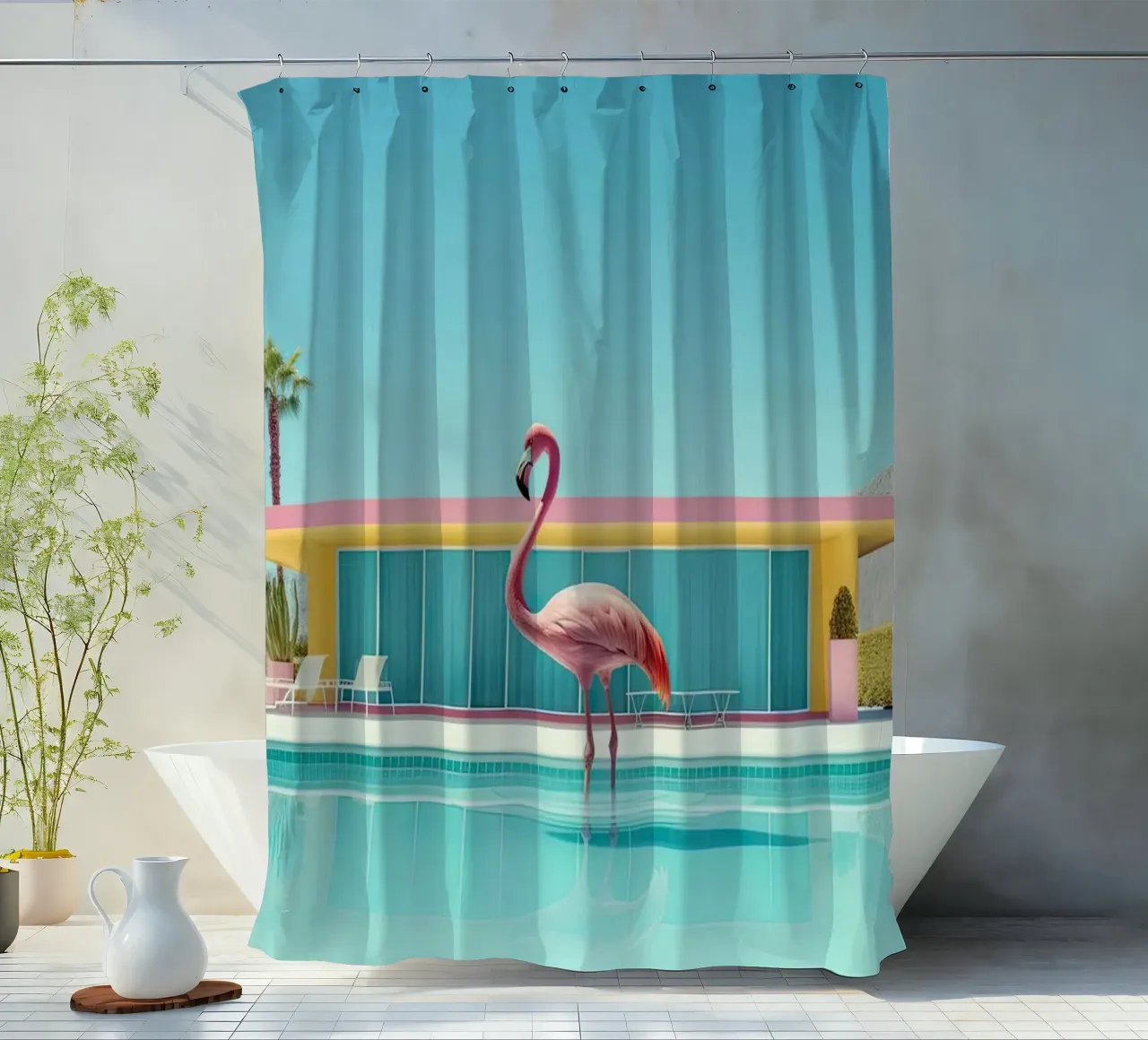Flamingo By The Pool tenda da doccia da robertmotoiart