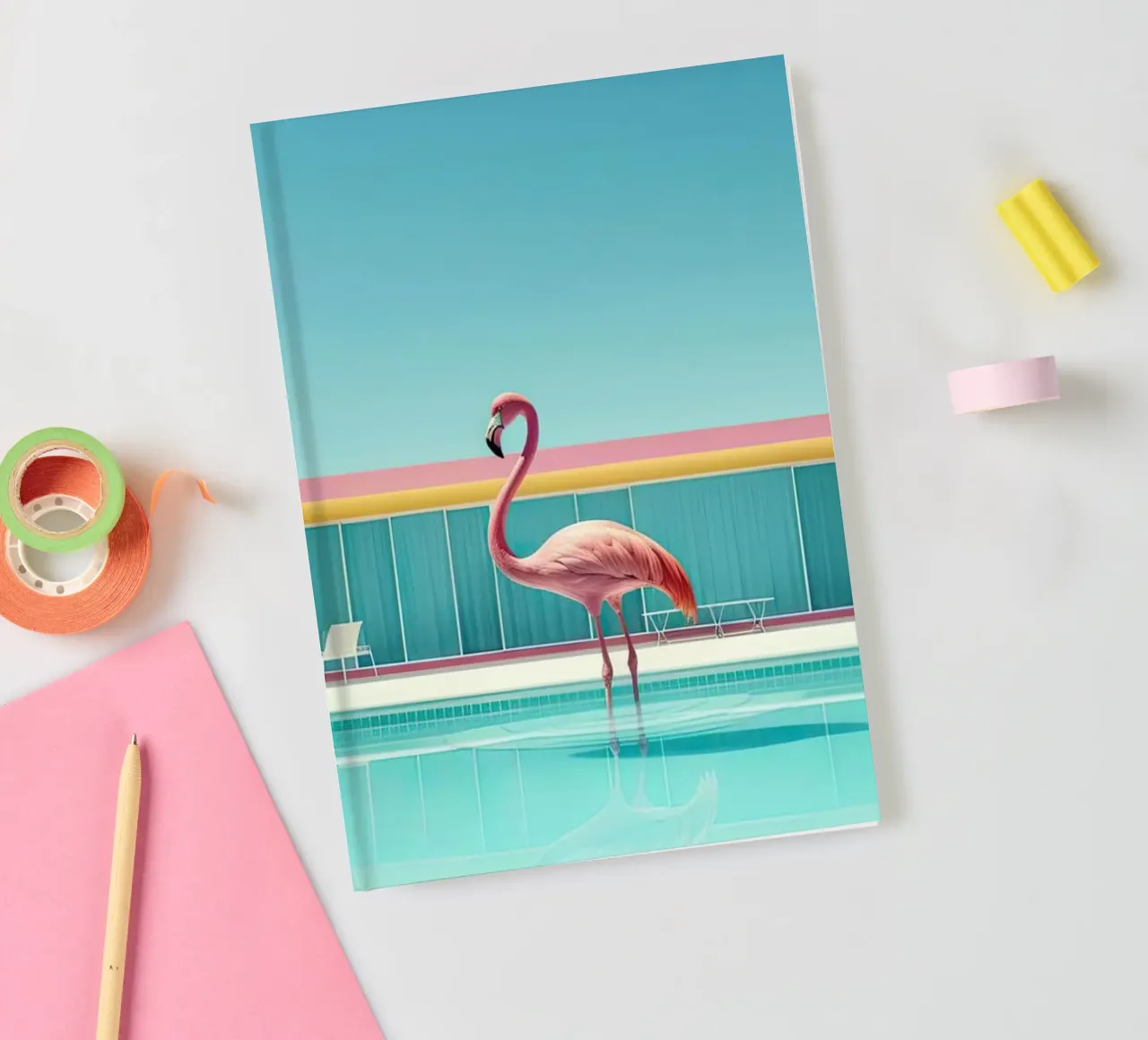 Flamingo By The Pool notebook by robertmotoiart