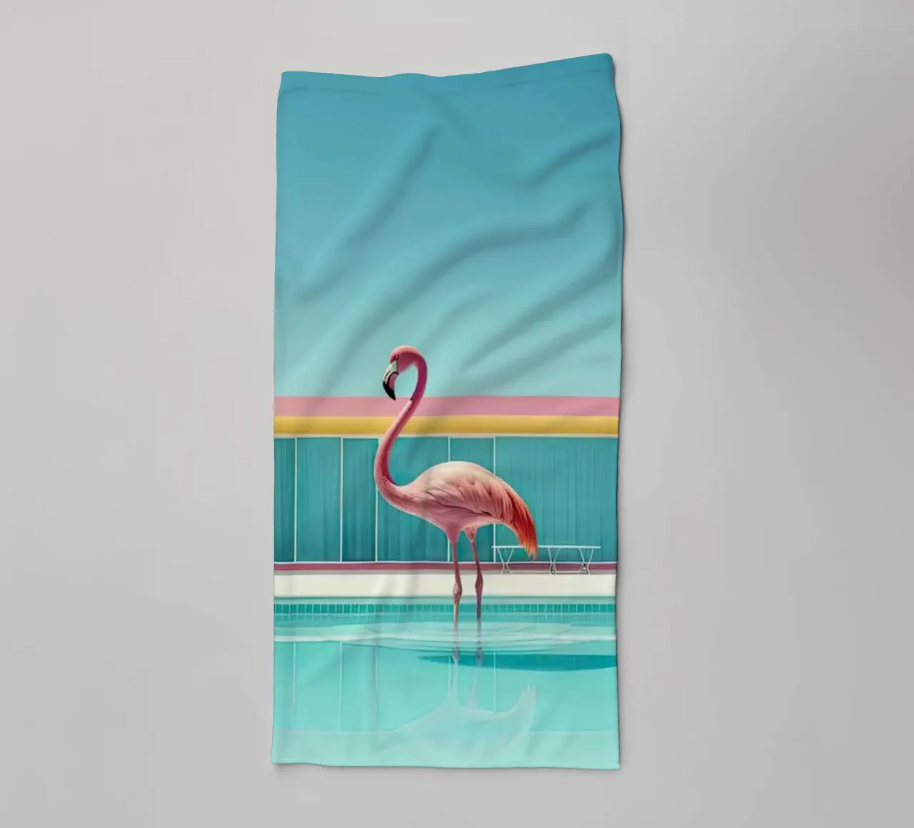 Flamingo By The Pool asciugamano da bagno da robertmotoiart