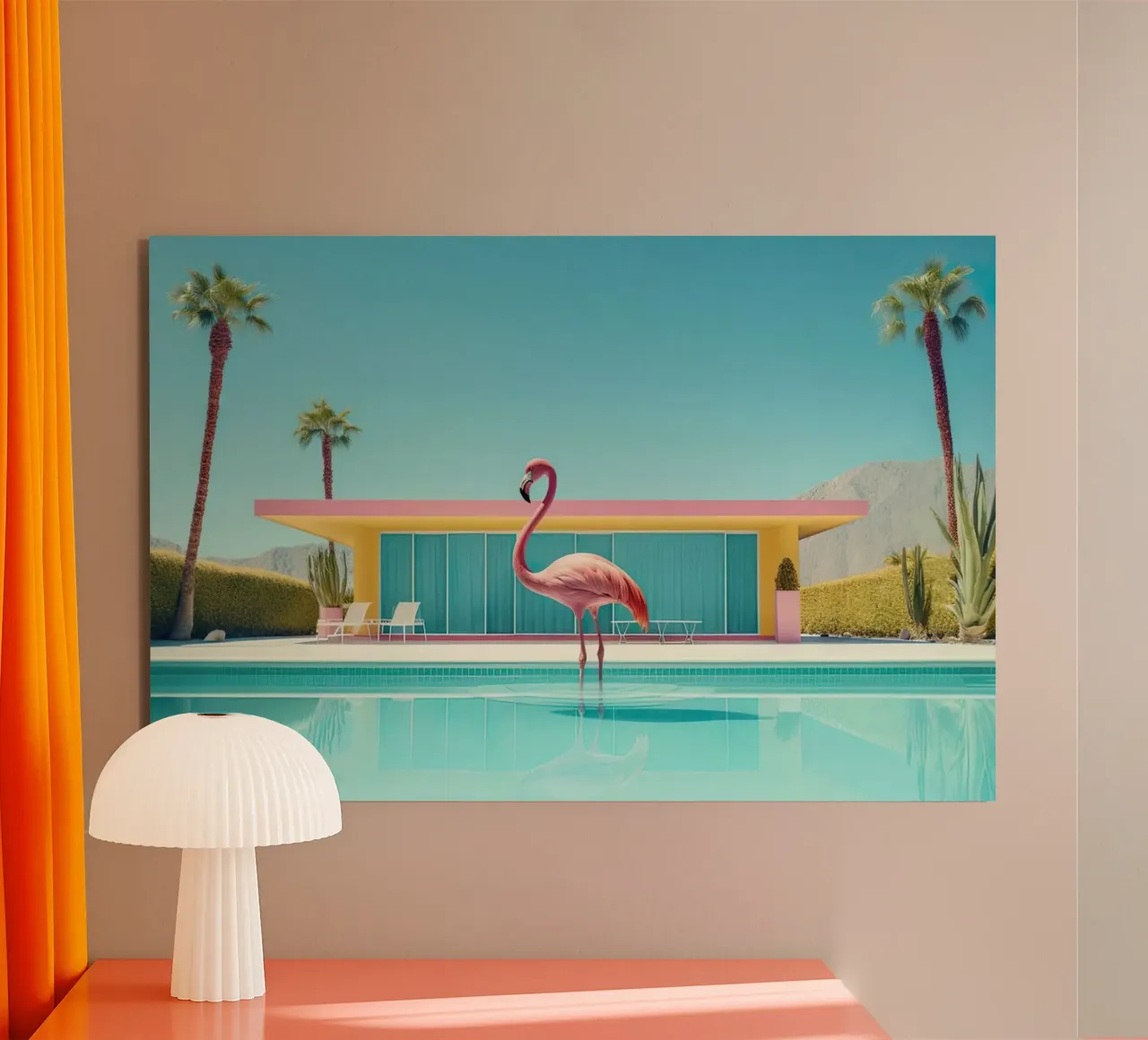 Flamingo By The Pool alluminio dibond da robertmotoiart