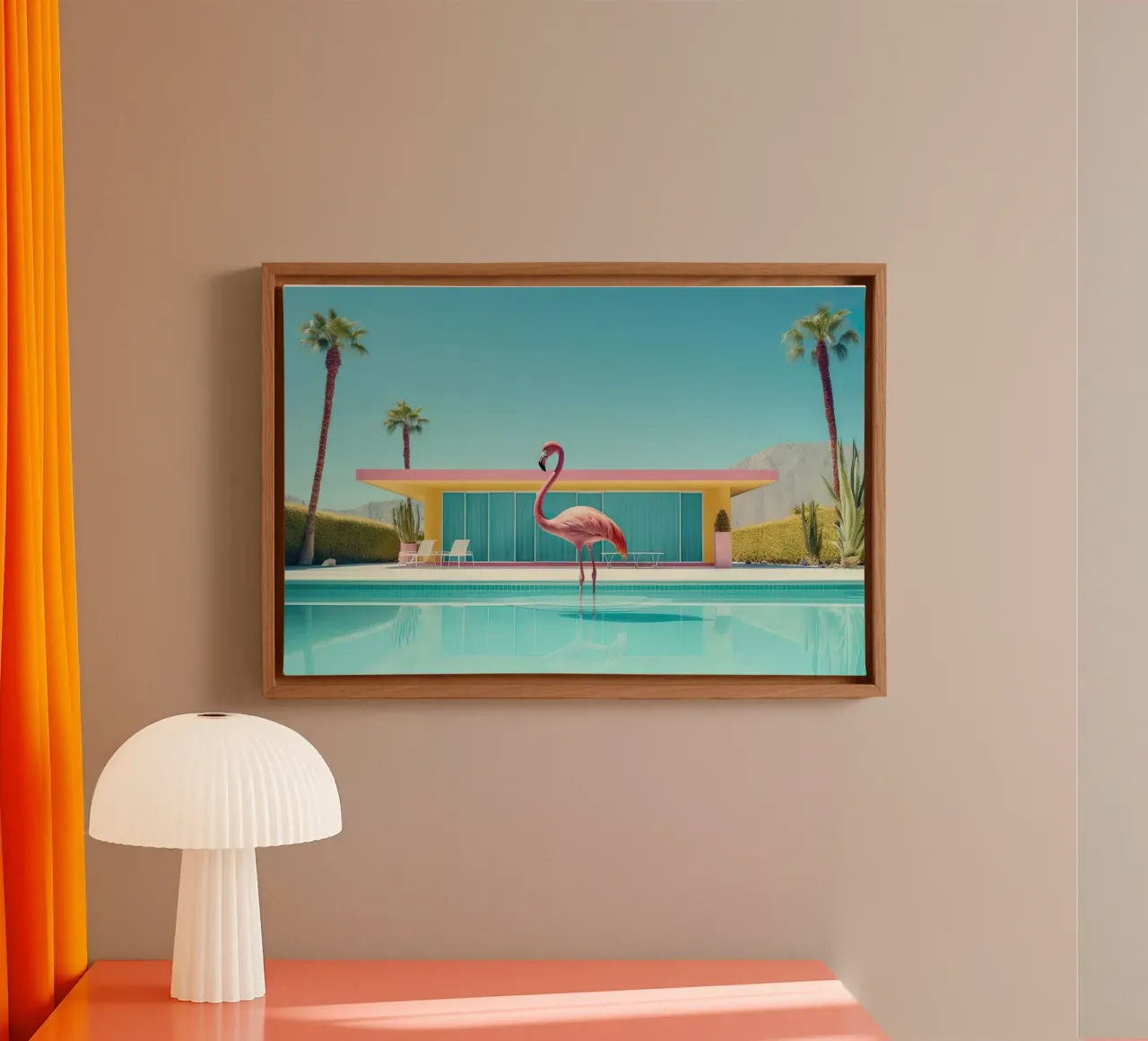 Flamingo By The Pool tela con Cornice a cassetta da robertmotoiart
