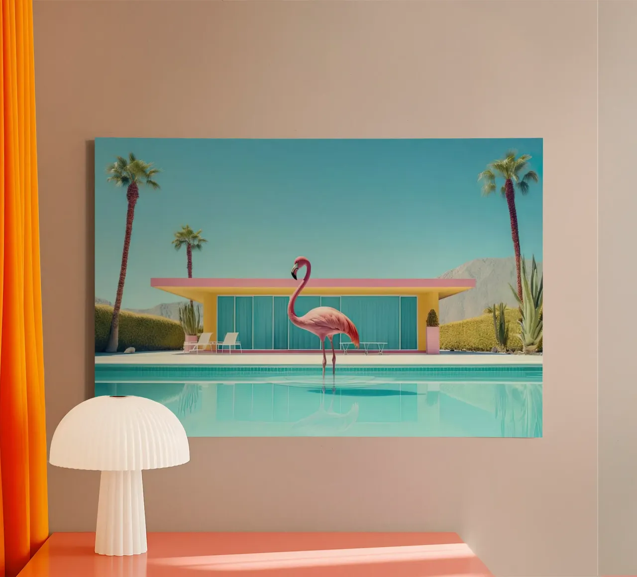 Flamingo By The Pool tela con Cornice a cassetta da robertmotoiart