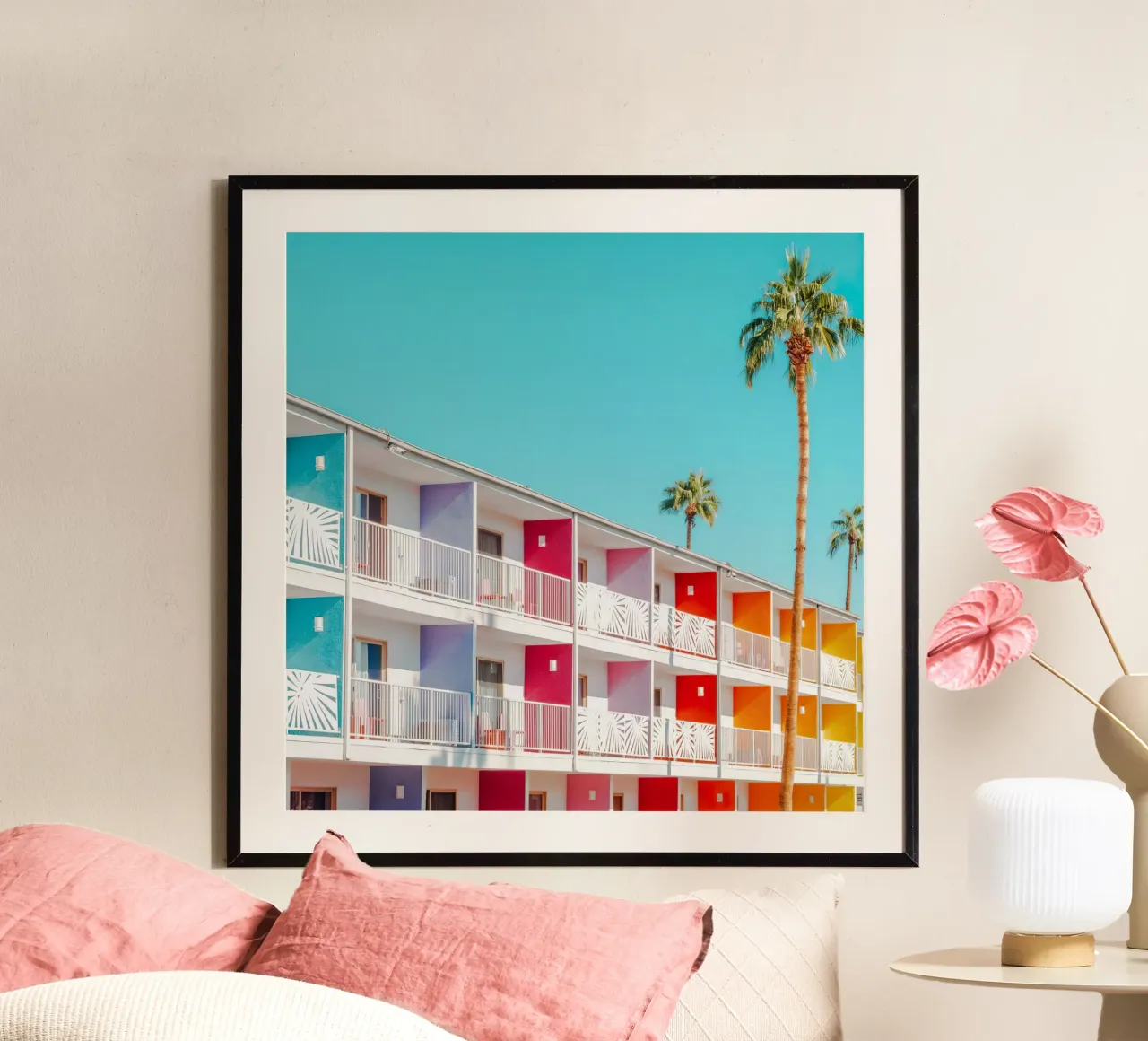 Outside Palm Springs poster con telaio in legno da robertmotoiart