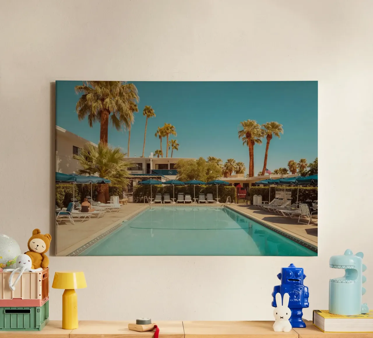 Palm Springs Desert Pool tela con Cornice a cassetta da robertmotoiart