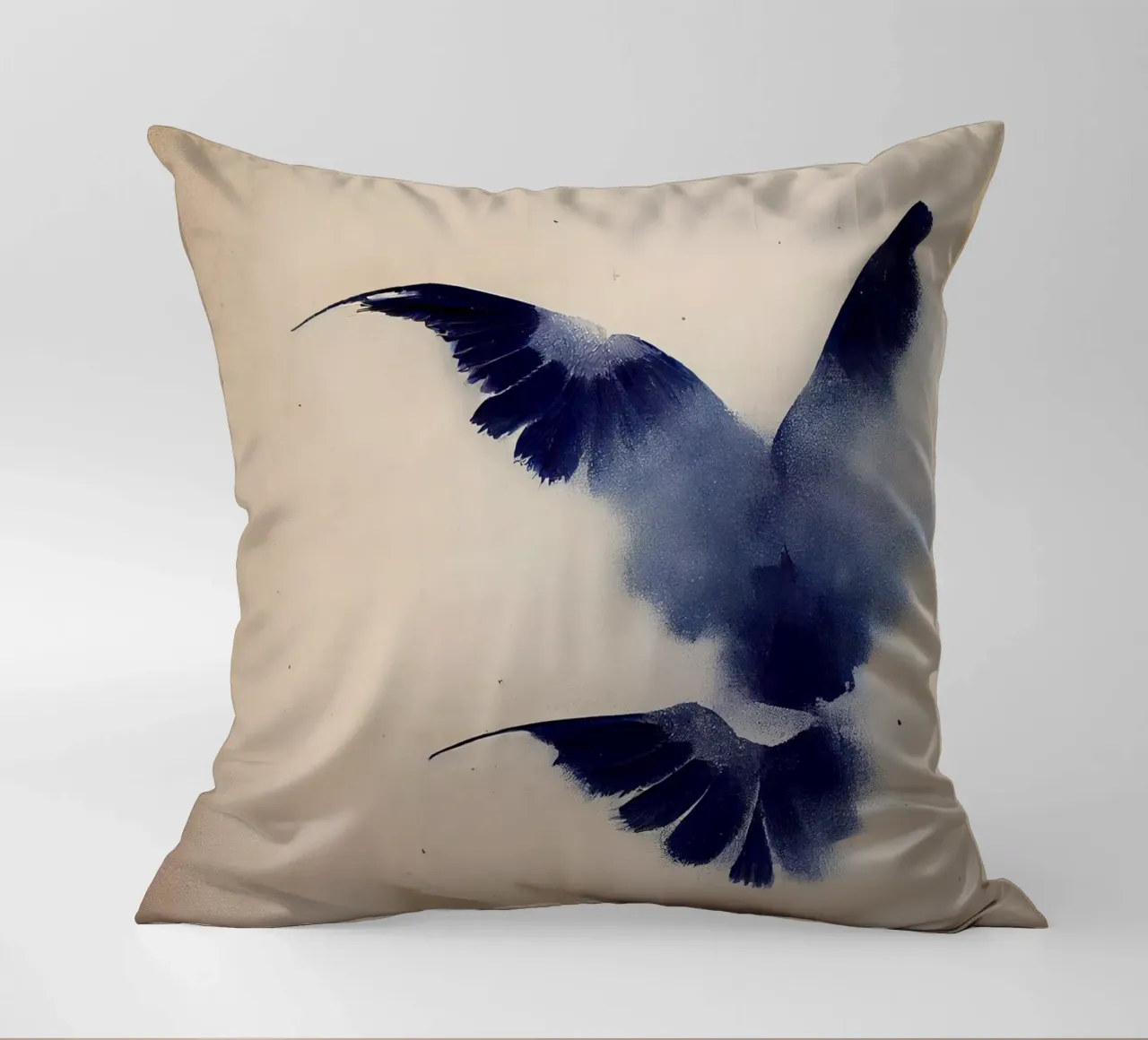 Indigo Bird decorative cushion by treechild