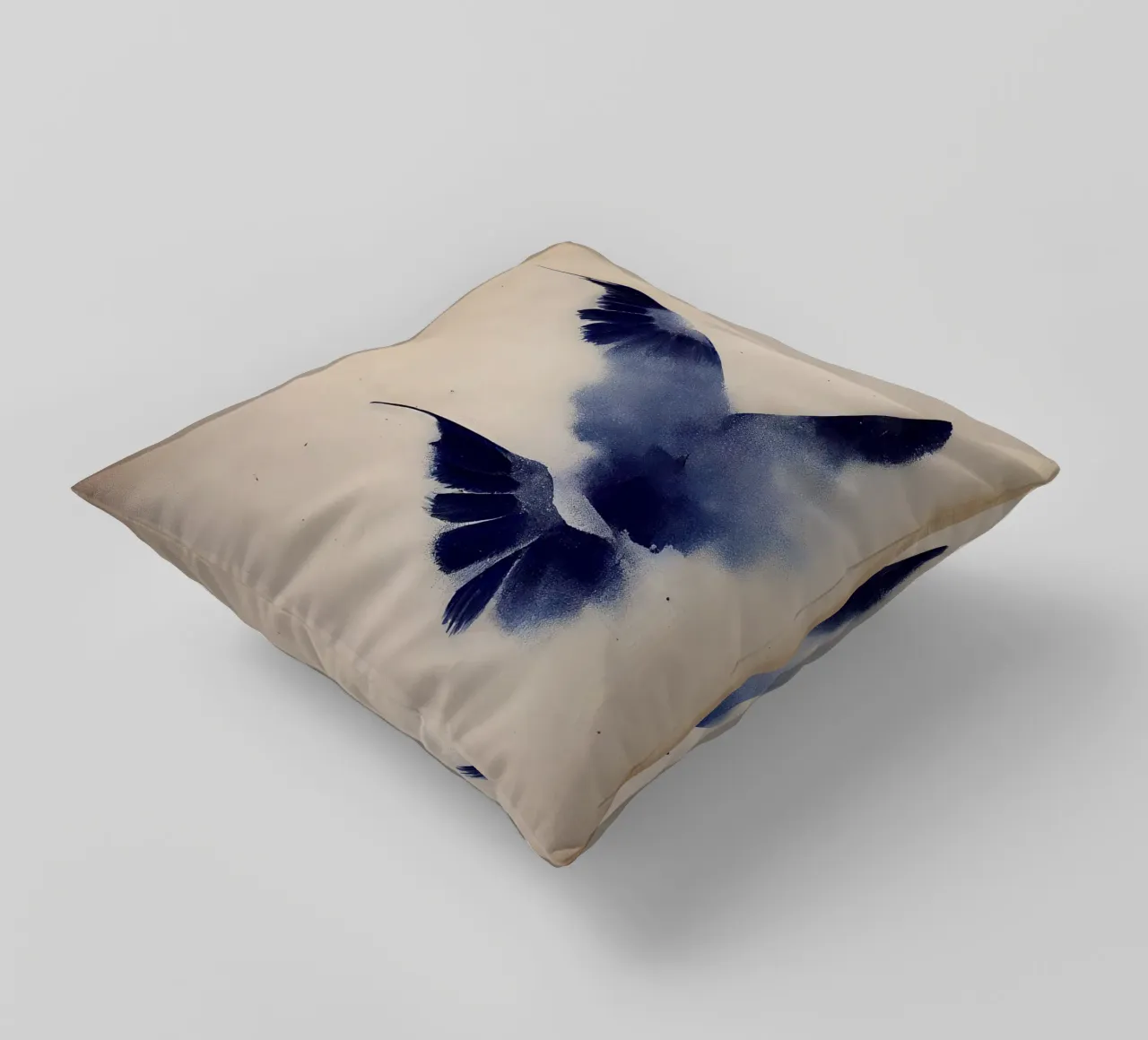 Indigo Bird decorative cushion by treechild